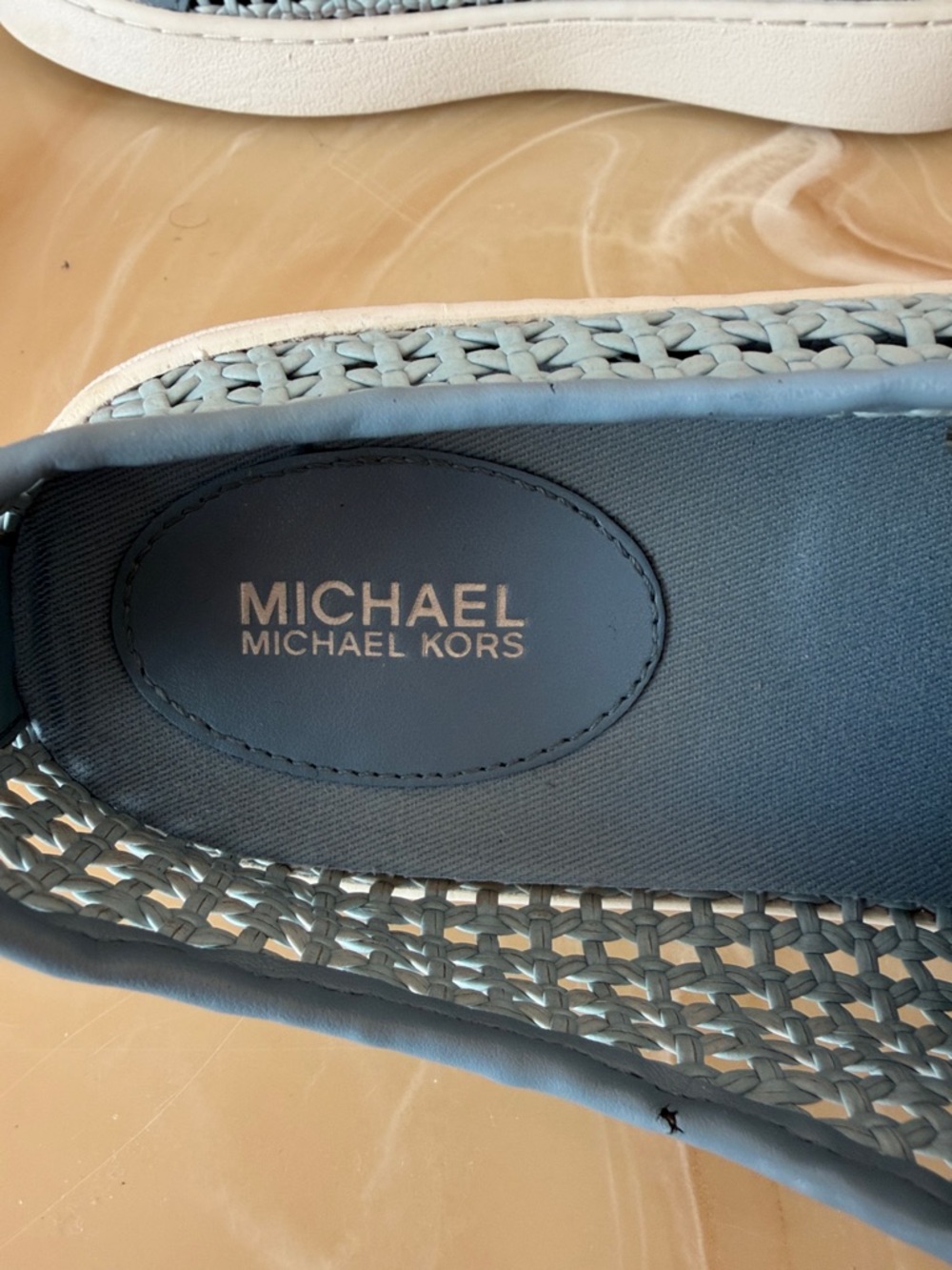 Michael Kors Light Blue Woven Lace-Up Sneakers Size 8.5 - Perforated - Picture 8 of 9